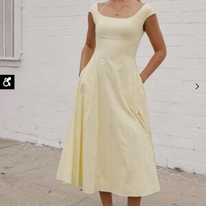 Bohme Light Yellow Midi Dress